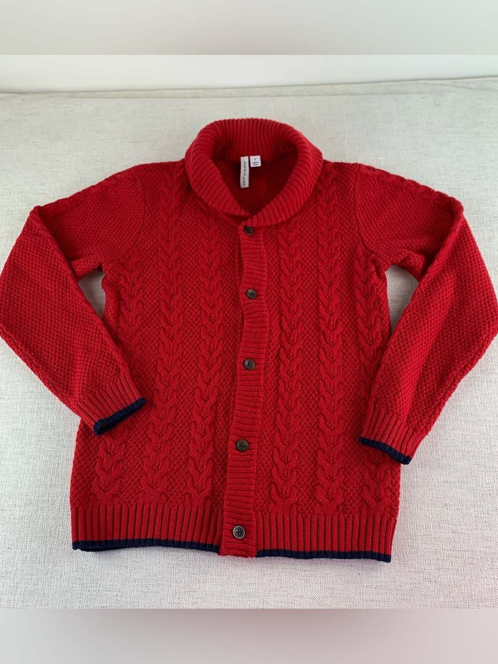 Janie and Jack boy  12 Shawl Collar Cable Knit Cardigan Sweater long sleeved